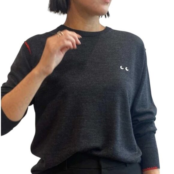 UNIQLO x ANYA HINDMARCH Merino Crew Neck Sweater - Picture 1 of 7